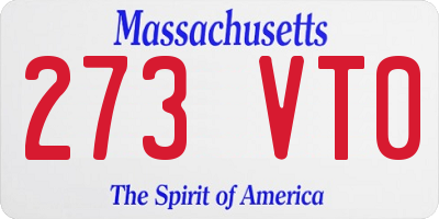 MA license plate 273VT0