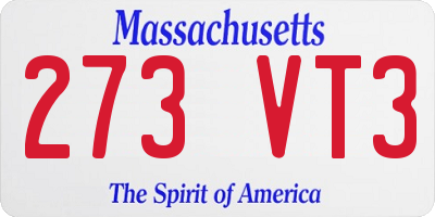 MA license plate 273VT3