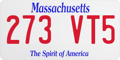 MA license plate 273VT5