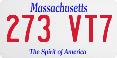 MA license plate 273VT7