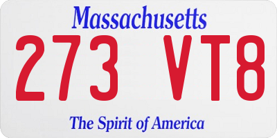 MA license plate 273VT8