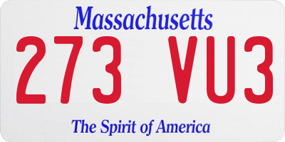 MA license plate 273VU3