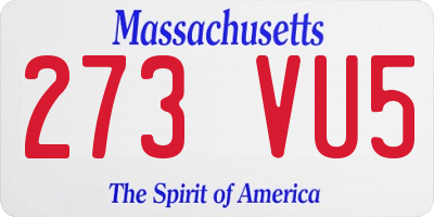 MA license plate 273VU5