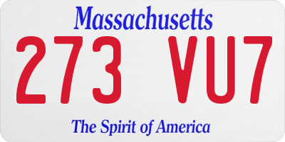 MA license plate 273VU7
