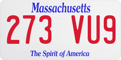 MA license plate 273VU9