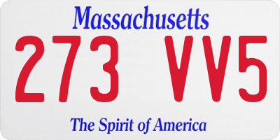 MA license plate 273VV5