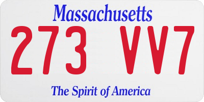 MA license plate 273VV7
