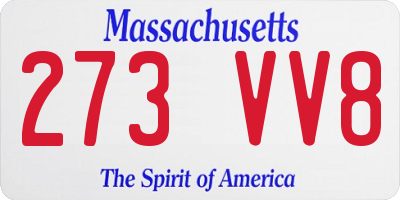 MA license plate 273VV8