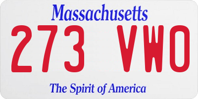 MA license plate 273VW0