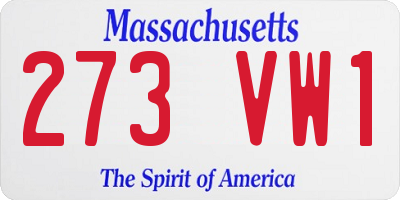 MA license plate 273VW1