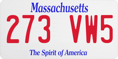 MA license plate 273VW5