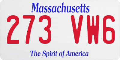 MA license plate 273VW6