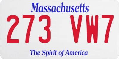 MA license plate 273VW7