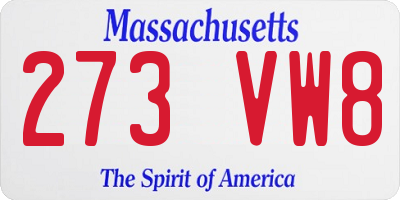 MA license plate 273VW8