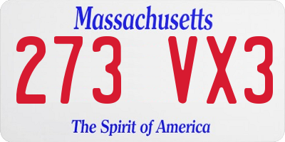 MA license plate 273VX3