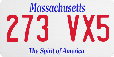 MA license plate 273VX5