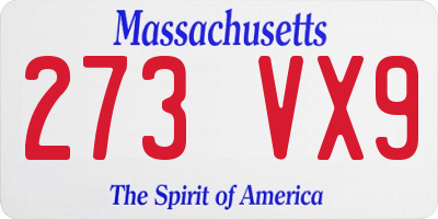 MA license plate 273VX9