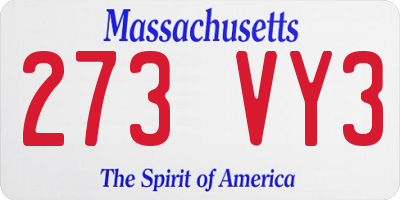 MA license plate 273VY3