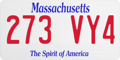 MA license plate 273VY4