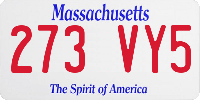 MA license plate 273VY5