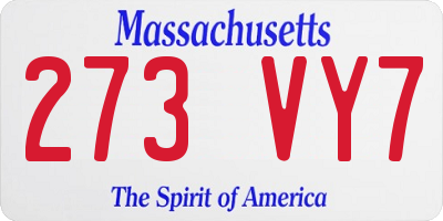 MA license plate 273VY7