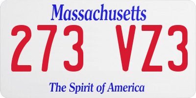 MA license plate 273VZ3