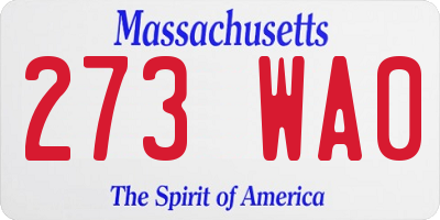 MA license plate 273WA0