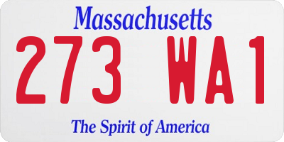 MA license plate 273WA1