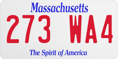 MA license plate 273WA4