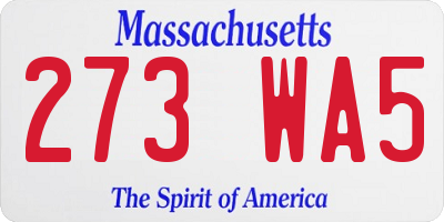 MA license plate 273WA5