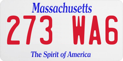 MA license plate 273WA6