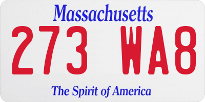 MA license plate 273WA8