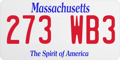 MA license plate 273WB3