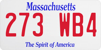 MA license plate 273WB4