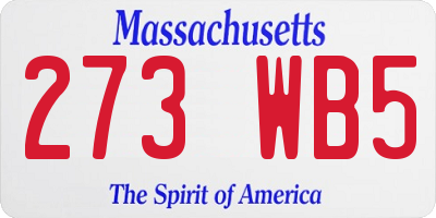 MA license plate 273WB5
