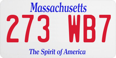 MA license plate 273WB7