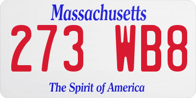 MA license plate 273WB8