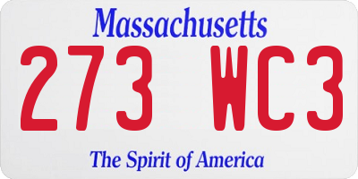 MA license plate 273WC3