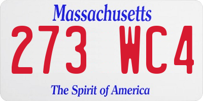 MA license plate 273WC4