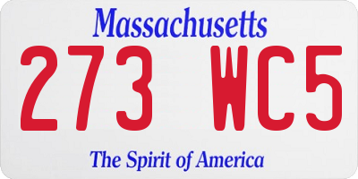 MA license plate 273WC5