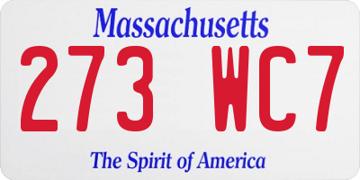 MA license plate 273WC7