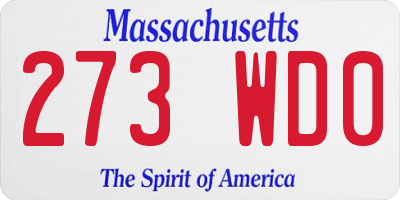 MA license plate 273WD0