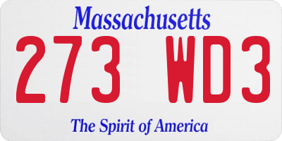 MA license plate 273WD3