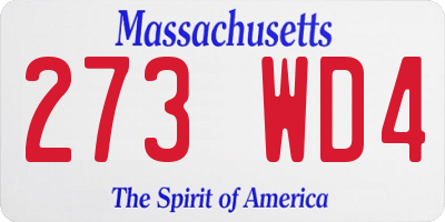 MA license plate 273WD4