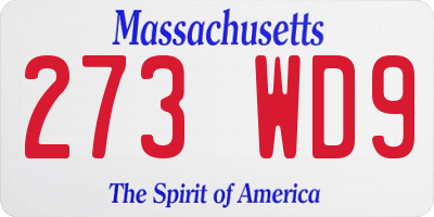MA license plate 273WD9
