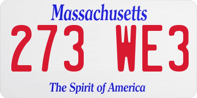 MA license plate 273WE3