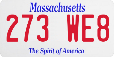 MA license plate 273WE8