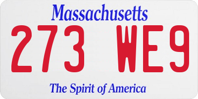 MA license plate 273WE9