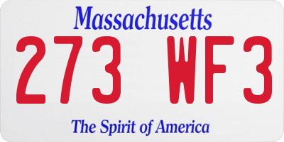 MA license plate 273WF3