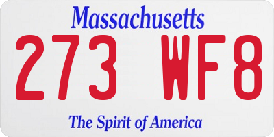 MA license plate 273WF8